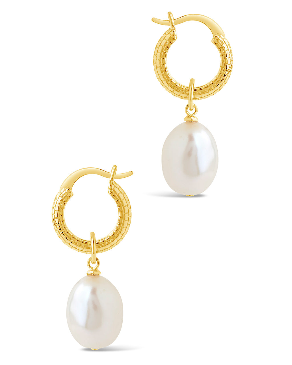 Textured Hoop With Pearl Drop Earring Sterling Forever 
