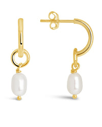 Sterling Silver Pearl Drop Hoops Earring Sterling Forever 