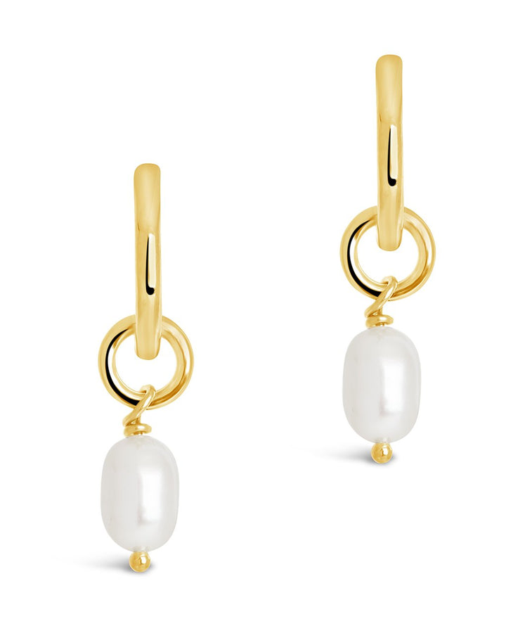 Sterling Silver Pearl Drop Hoop Earrings