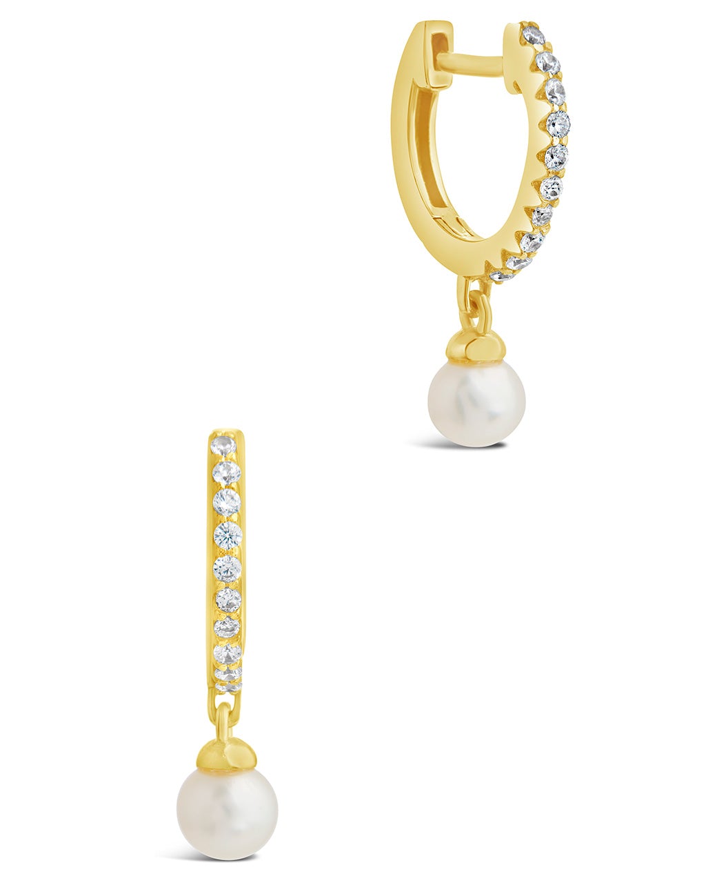 Sterling Silver Maggie Pearl Hoops Earring Sterling Forever Gold 