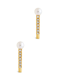 Sterling Silver Pearl & CZ Suspender Studs Earring Sterling Forever 