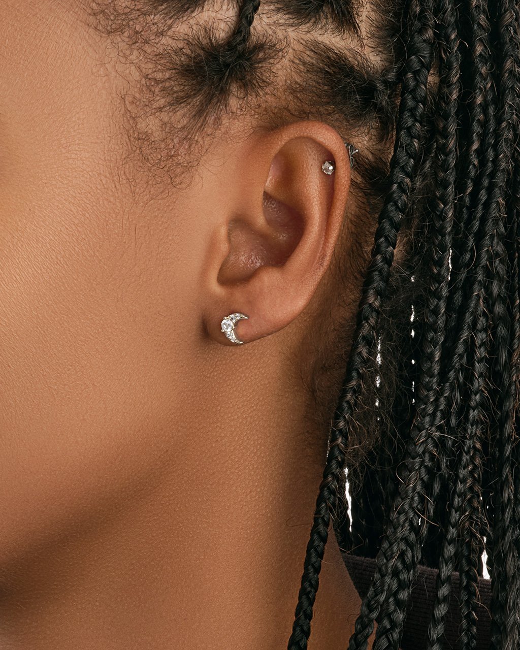 CZ Crescent Moon Studs Earring Sterling Forever 