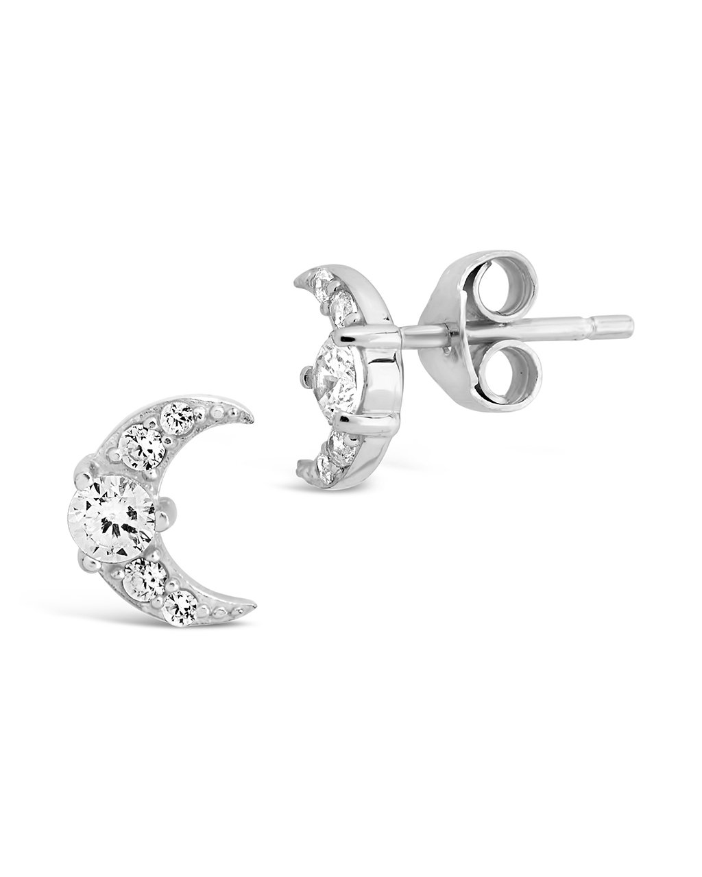 CZ Crescent Moon Studs - Sterling Forever