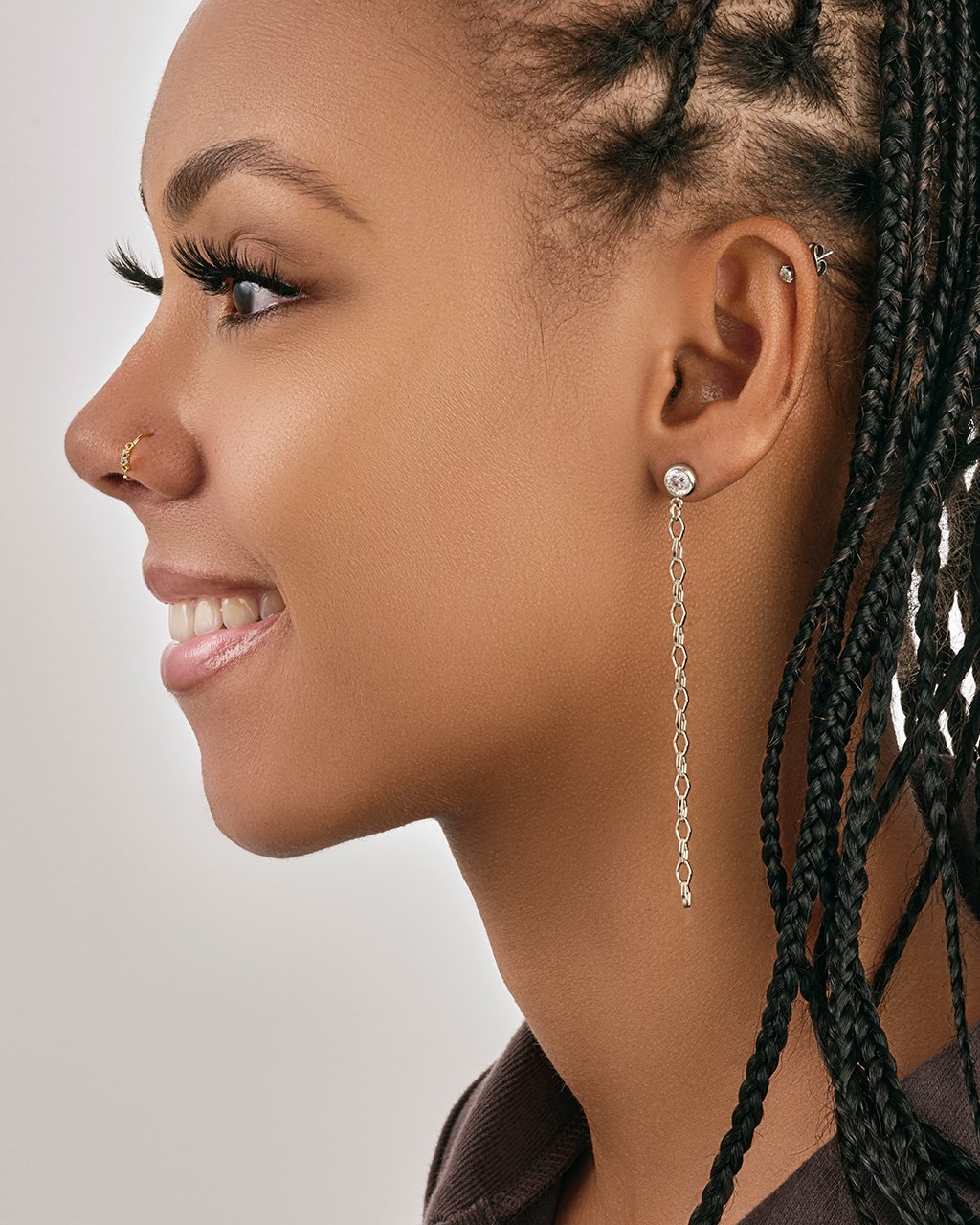 Diamond Chain Dangle Studs Earring Sterling Forever 