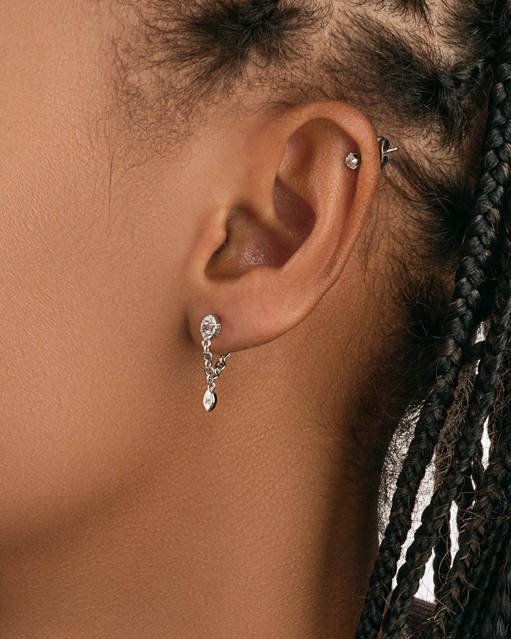 Charm and Chain Dangle Studs Earring Sterling Forever 