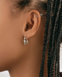 Square CZ Carabiner Clip Huggie Hoops Earring Sterling Forever 