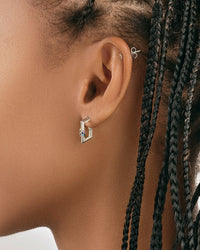 Square CZ Carabiner Clip Huggie Hoops Earring Sterling Forever 