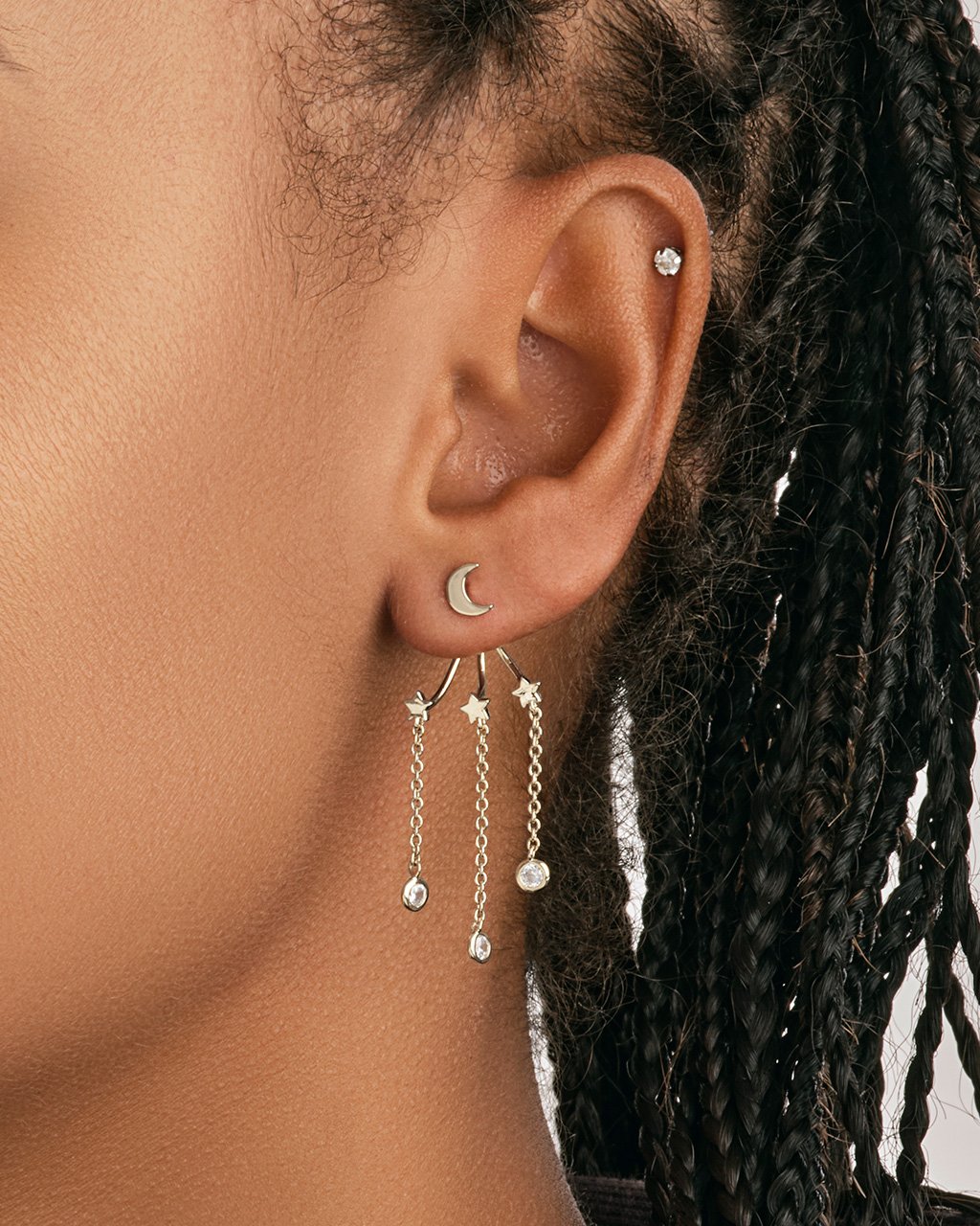 CZ Moon & Star Jacket Earrings Earring Sterling Forever 