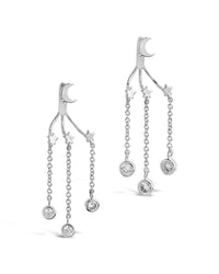 CZ Moon & Star Jacket Earrings Earring Sterling Forever Silver 