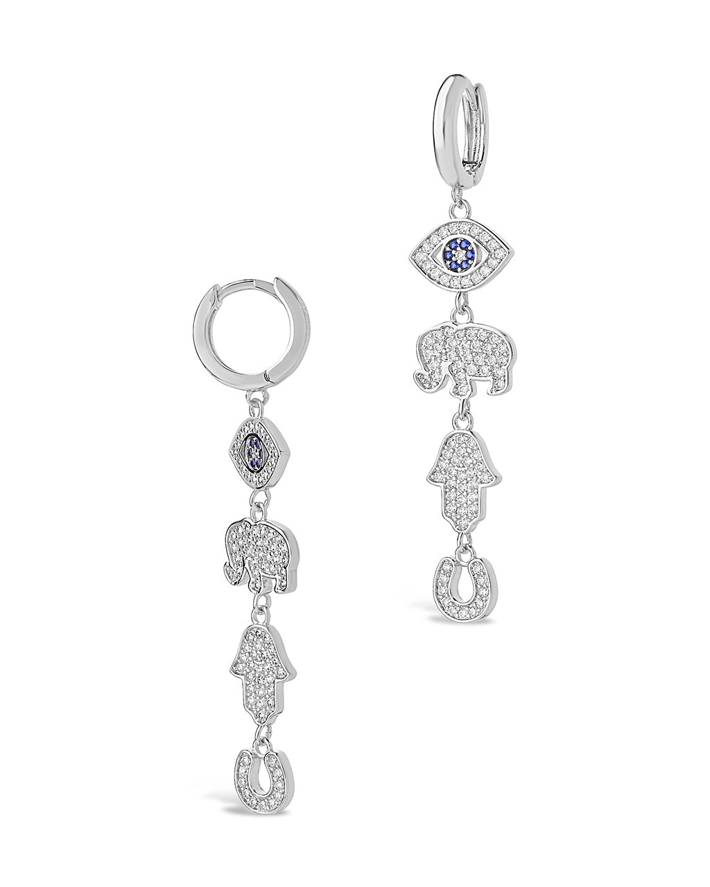 Charmed CZ Dangle Micro Hoops Earring Sterling Forever
