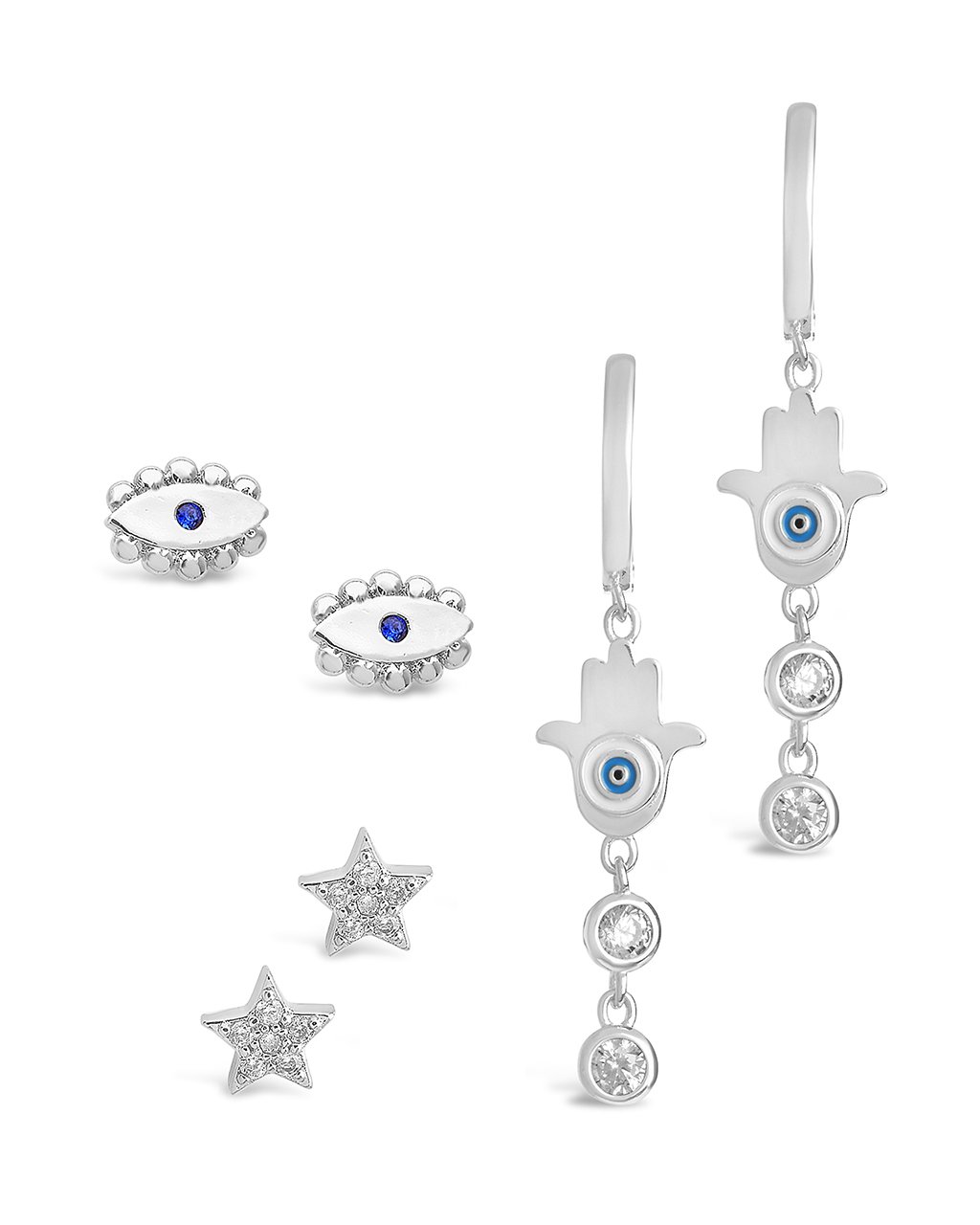 3pc Evil Eye Earring Set Earring Sterling Forever Silver 