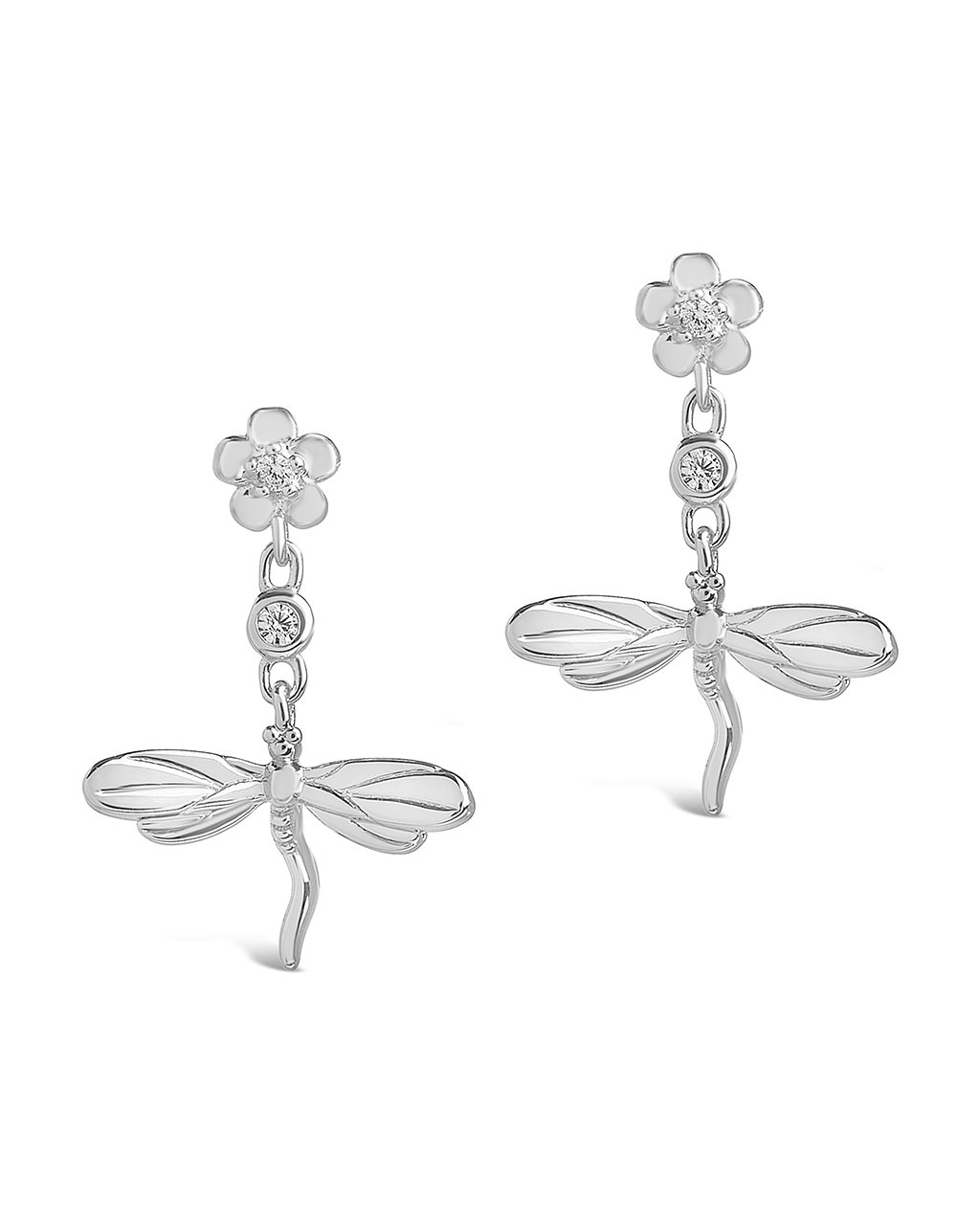 CZ Dragonfly Dangle Earrings Earring Sterling Forever Silver 