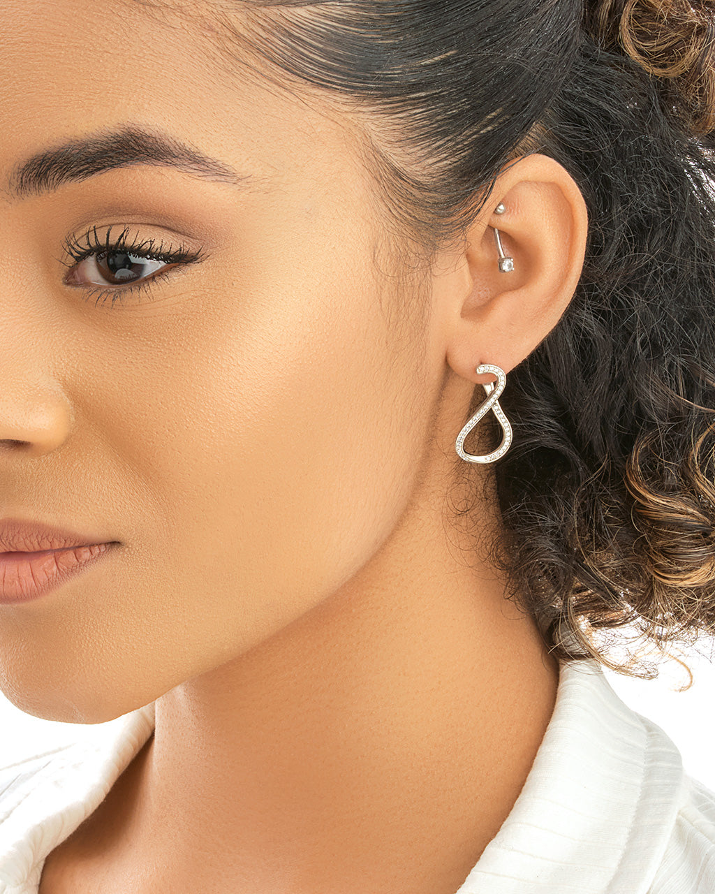 Infinity CZ Stud Drop Earrings Earring Sterling Forever 