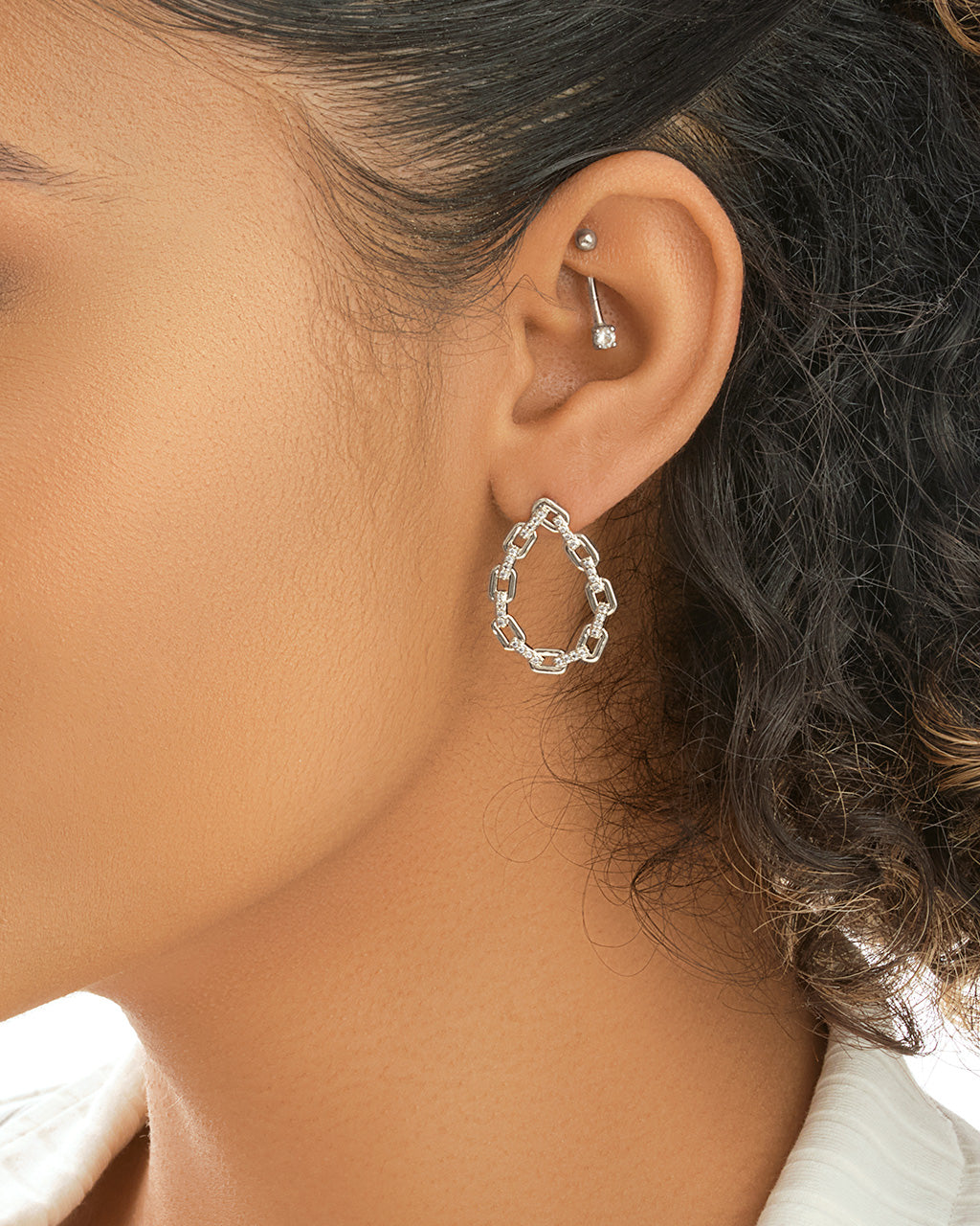 CZ Chain Link Drop Studs Earring Sterling Forever 