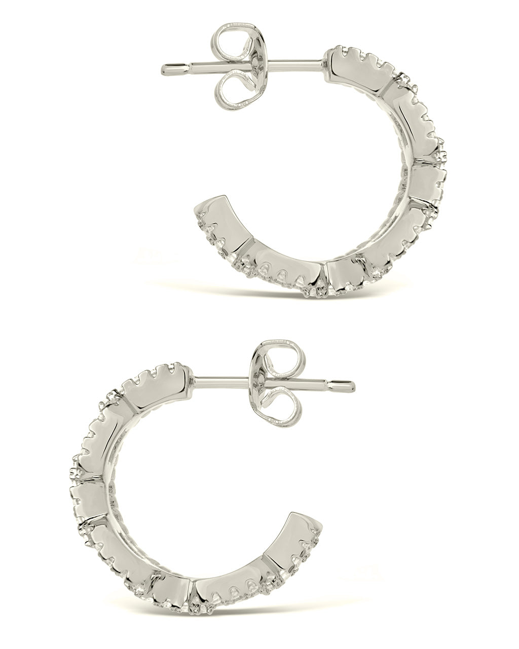Rope & CZ Chain Link Stud Hoops Earring Sterling Forever 