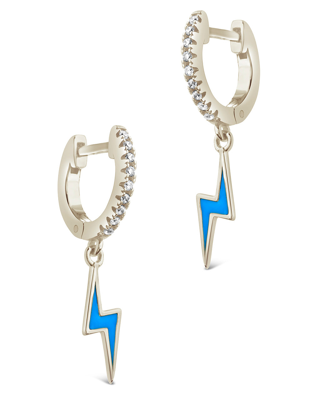 Lightning Bolt Charm Hoops Earring Sterling Forever 