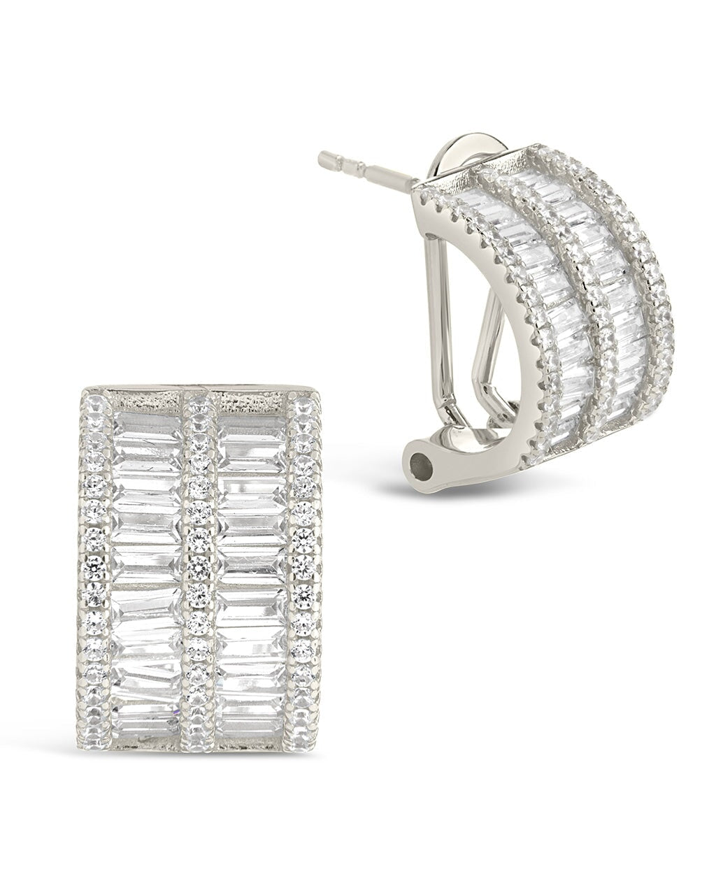 Serena CZ Hoops Earring Sterling Forever Silver Clear 