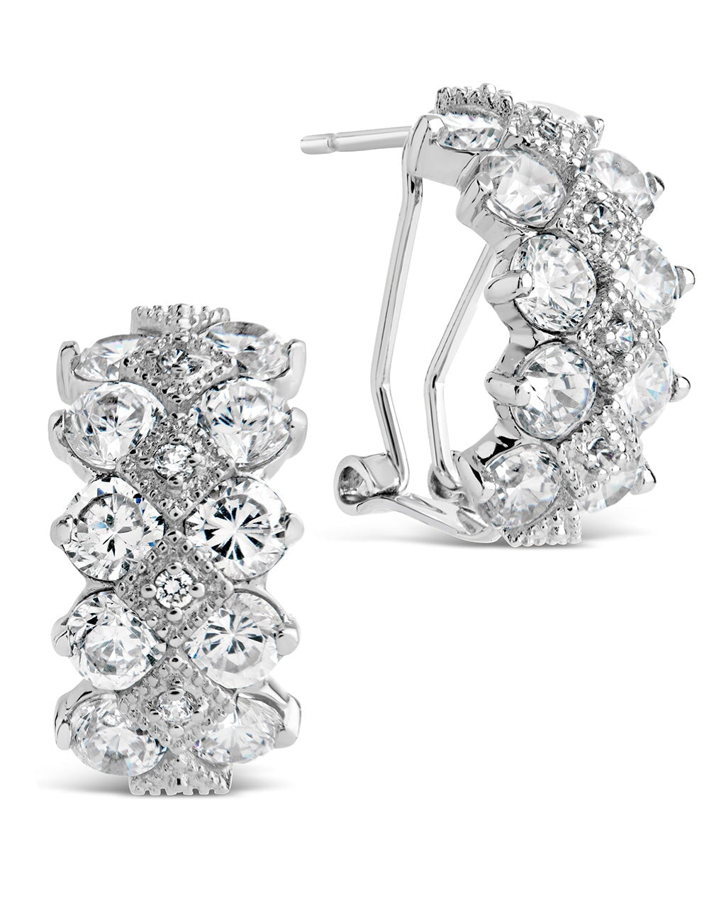 Lena CZ Hoops Earring Sterling Forever Silver 