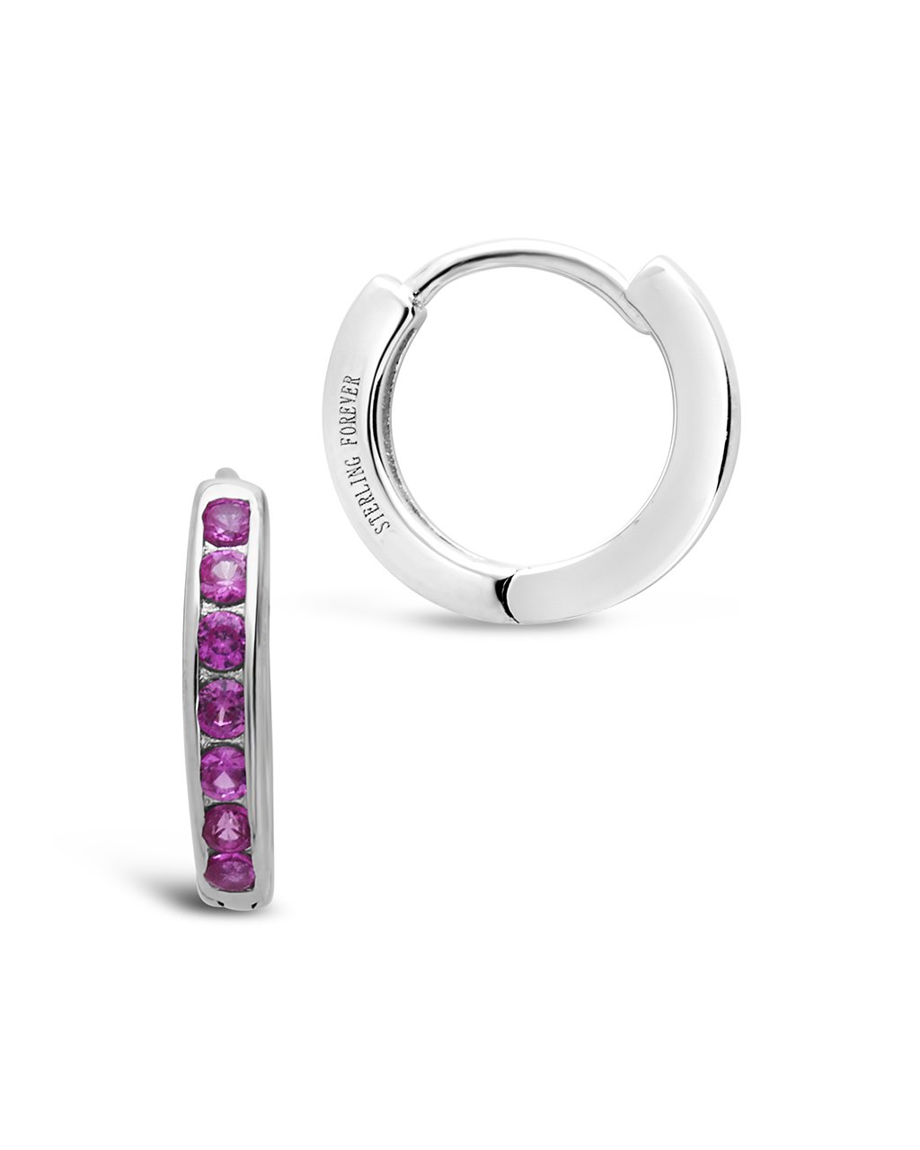 Sterling Silver CZ Micro Hoop Earrings - Sterling Forever