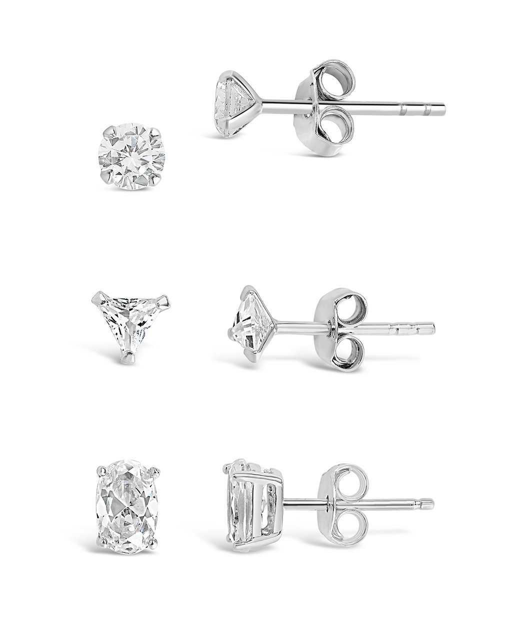 Sterling Silver Everyday CZ Stud Set of 3 - Sterling Forever