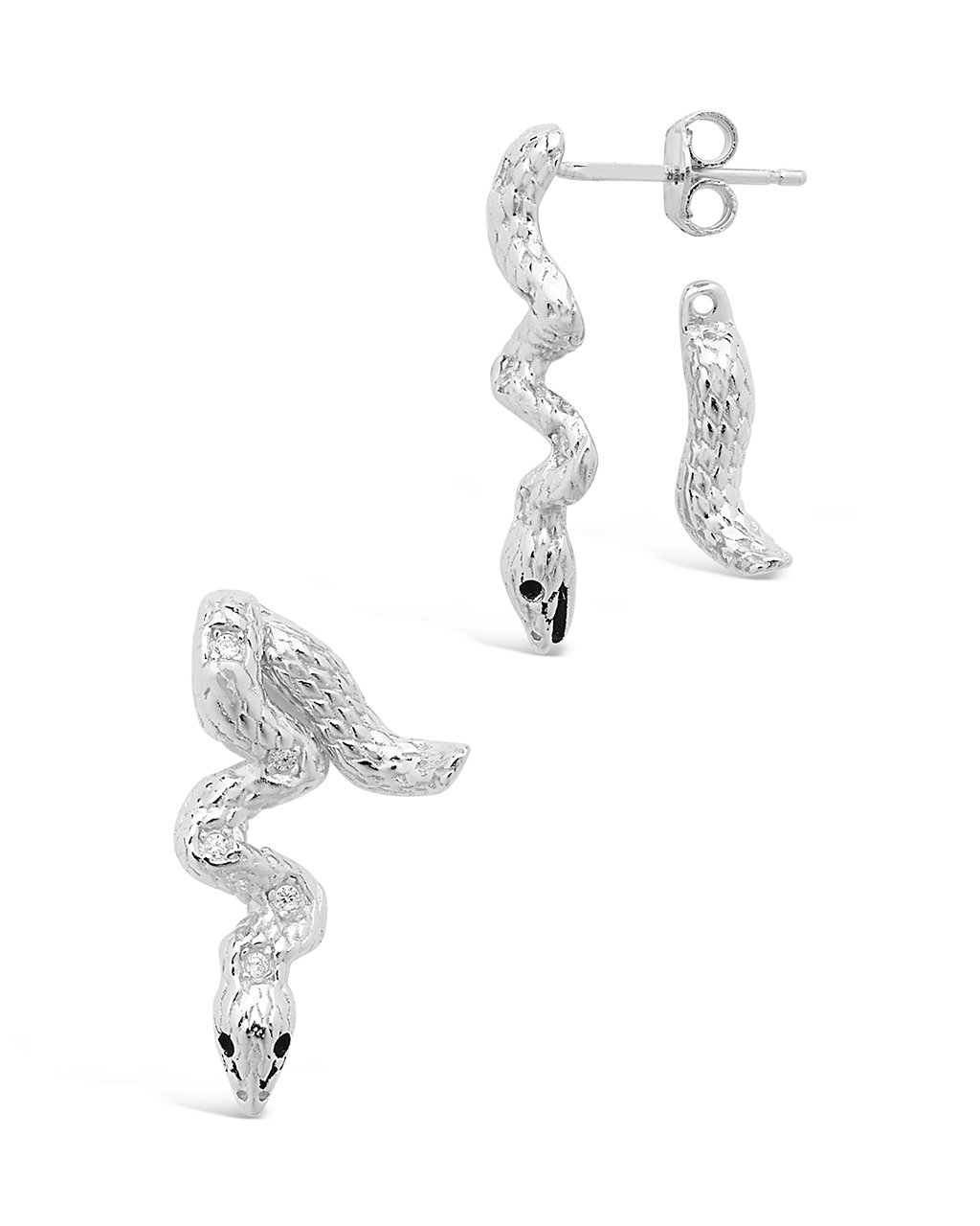 Sterling Silver Double Sided Snake Studs Earring Sterling Forever