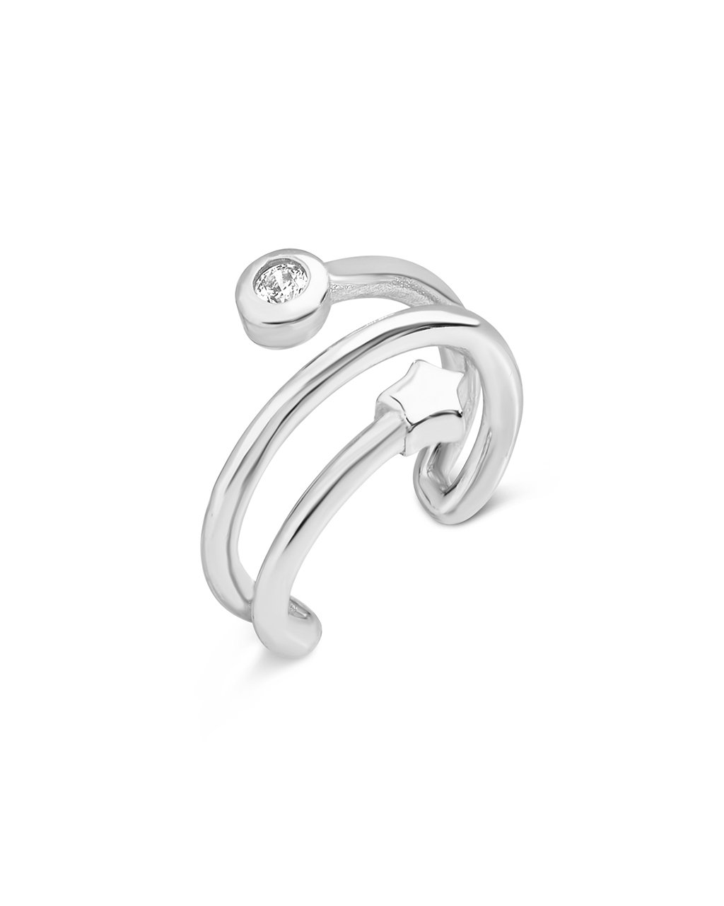 Sterling Silver Star & CZ Ear Cuff Earring Sterling Forever Silver
