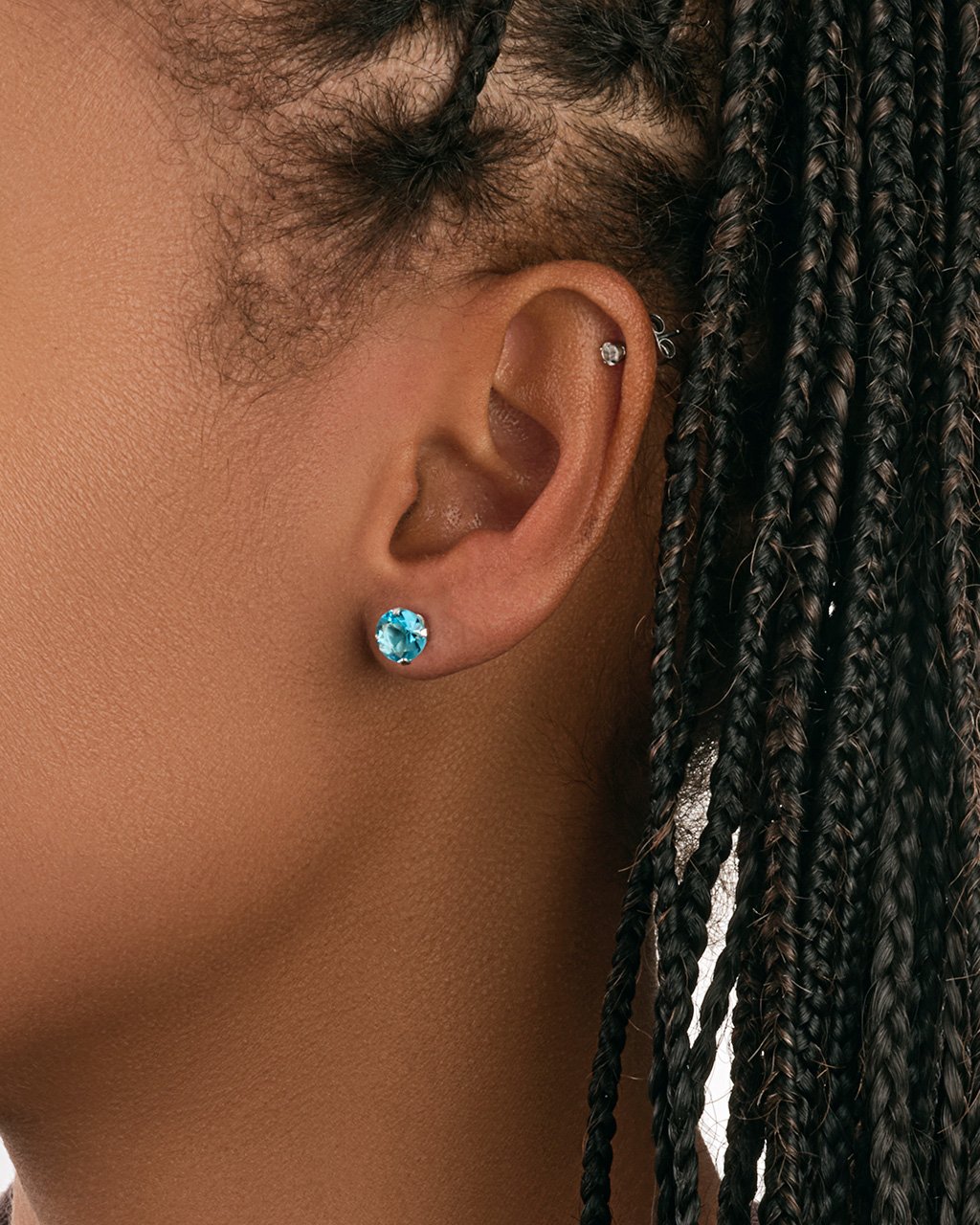 Sterling Silver 7mm Rainbow CZ Studs Earring Sterling Forever 