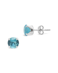 Sterling Silver 7mm Rainbow CZ Studs Earring Sterling Forever 