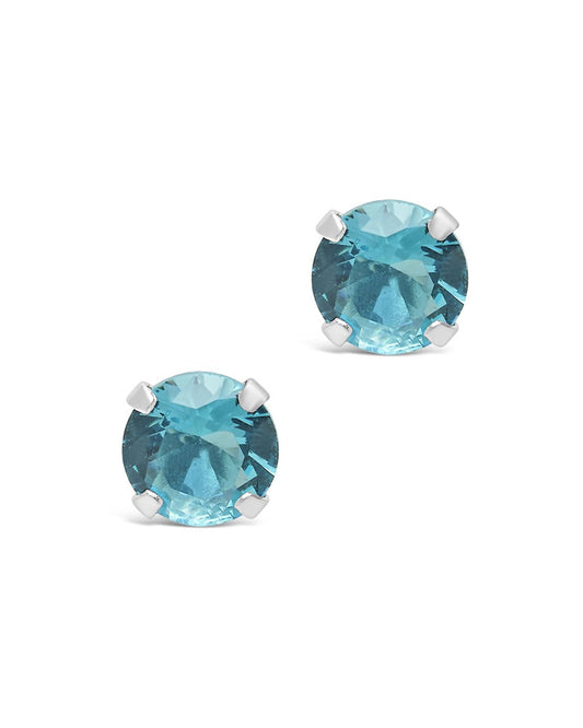 Sterling Silver 7mm Rainbow CZ Studs Earring Sterling Forever Blue Topaz 