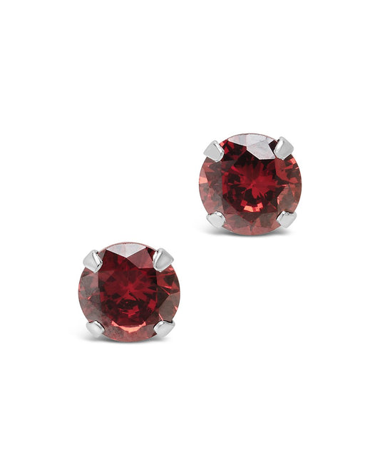 Sterling Silver 7mm Rainbow CZ Studs Earring Sterling Forever Garnet 