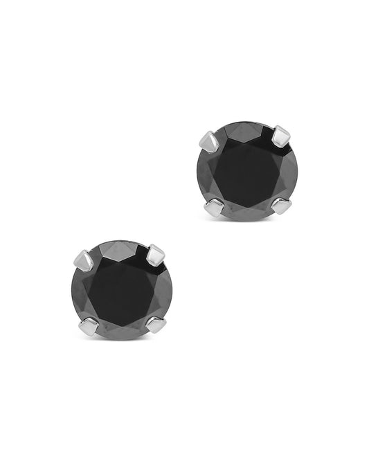 Sterling Silver 7mm Black CZ Stud Earrings - Sterling Forever