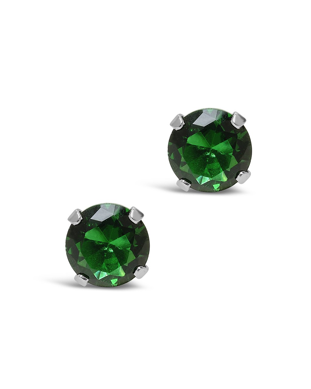 Sterling Silver 7mm Rainbow CZ Studs Earring Sterling Forever Emerald 