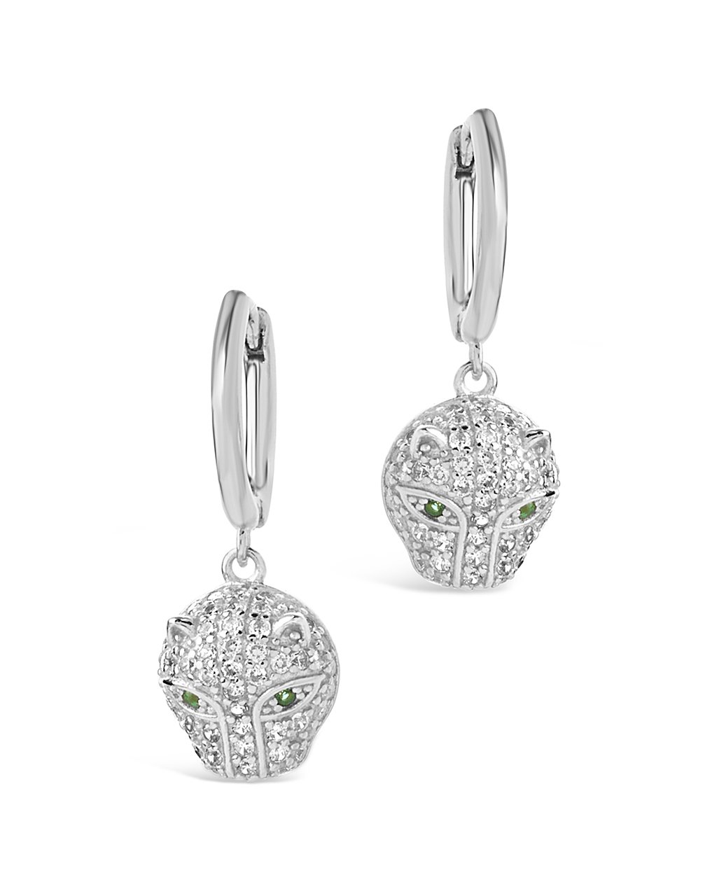 Sterling Silver Jaguar CZ Micro Hoops Earring Sterling Forever Silver