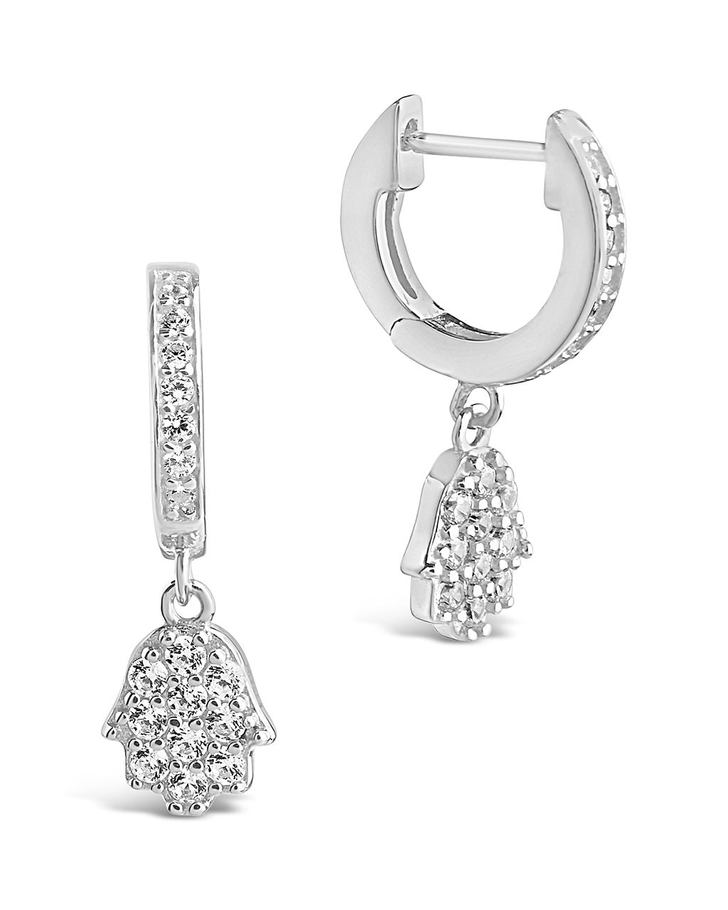 Sterling Silver CZ Hamsa Micro Hoops Earring Sterling Forever 