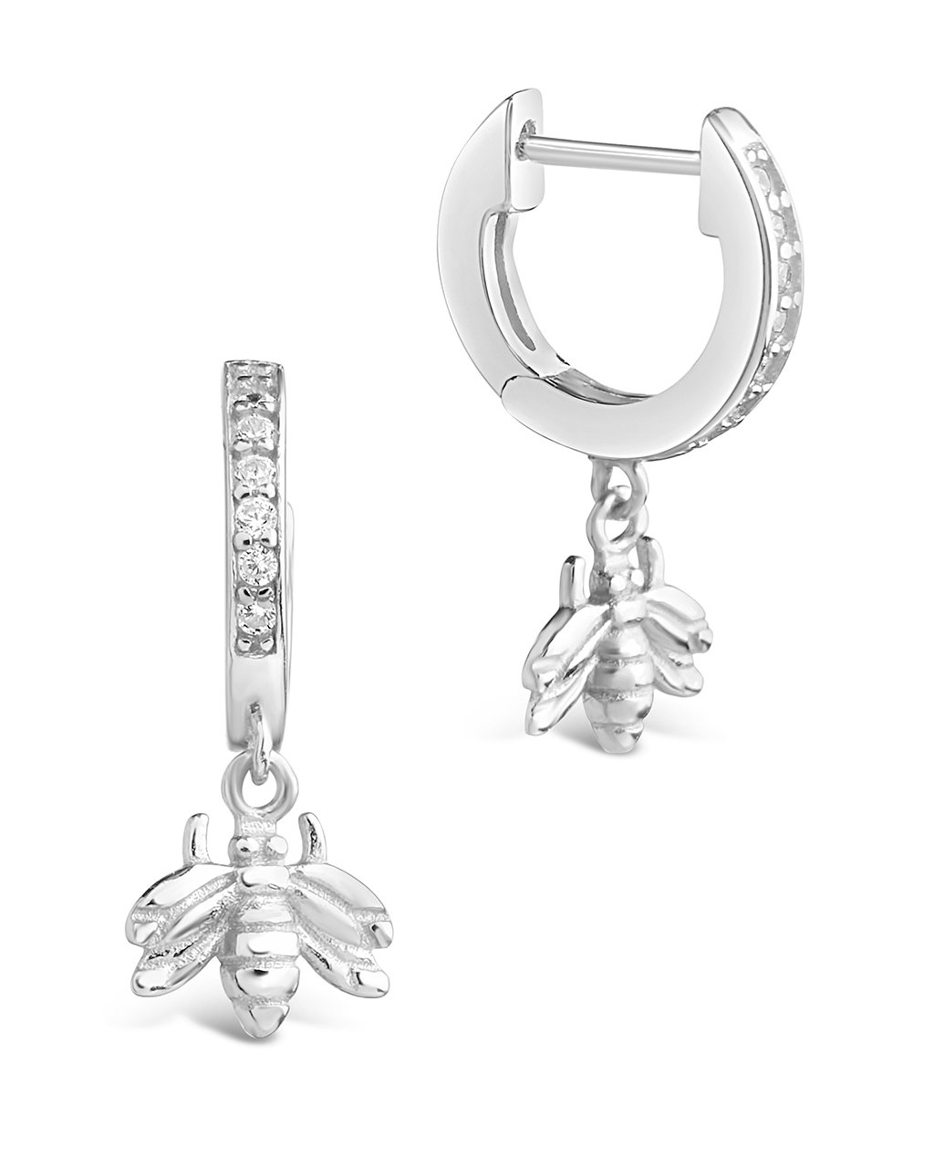Sterling Silver CZ Bee Micro Hoops Earring Sterling Forever 