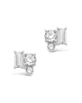 Sterling Silver CZ Cluster Studs Earring Sterling Forever Silver Clear 