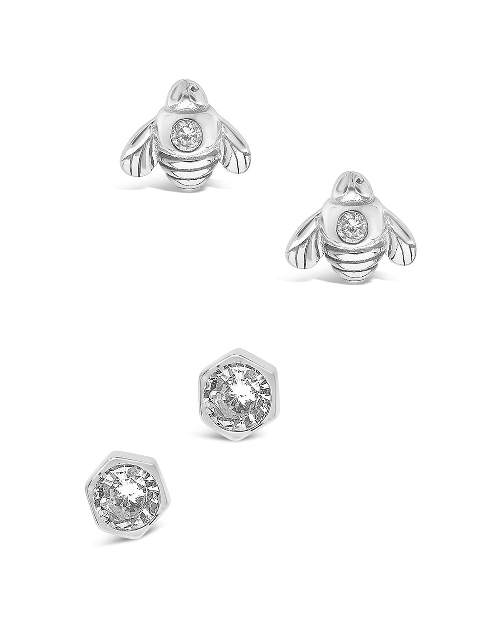 Sterling Silver Bee Stud Set of 2 Earring Sterling Forever Silver 