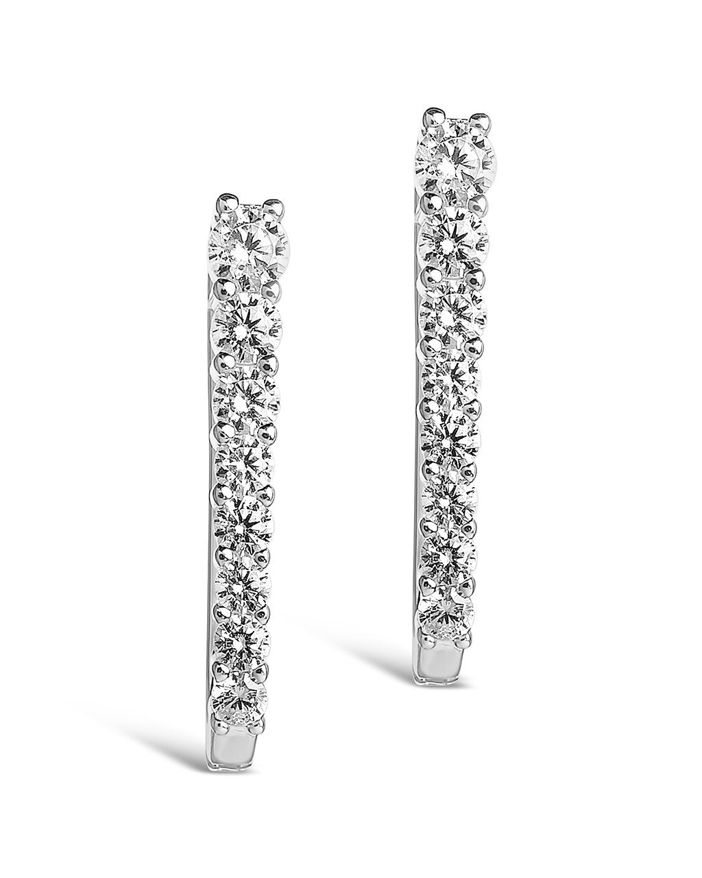 Sterling Silver Graduated CZ Hinged Hoops Earring Sterling Forever 