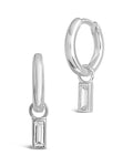 Sterling Silver Baguette CZ Micro Hoops Earring Sterling Forever 