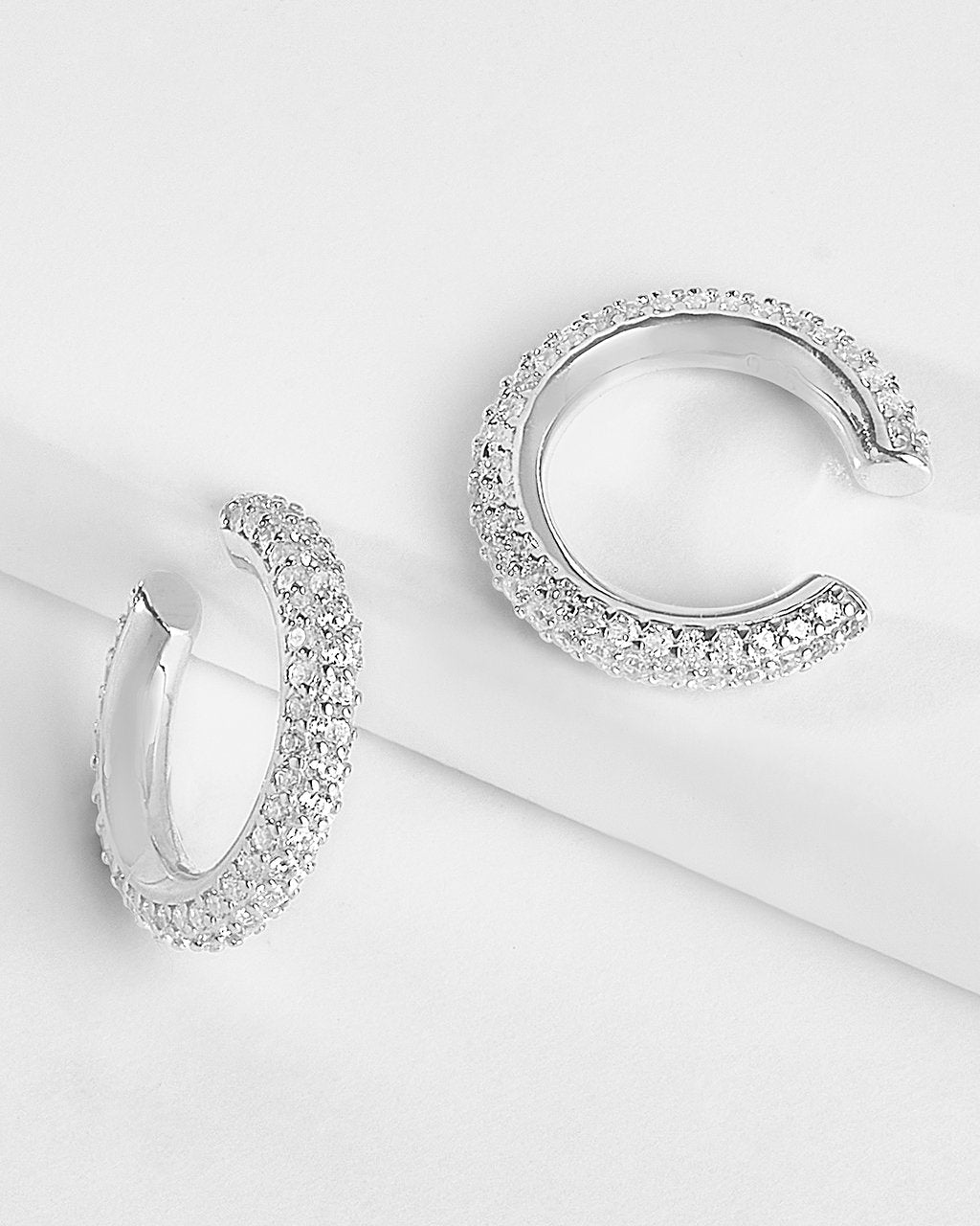 Sterling Silver Pave CZ Ear Cuff Set of 2 Earring Sterling Forever Silver 