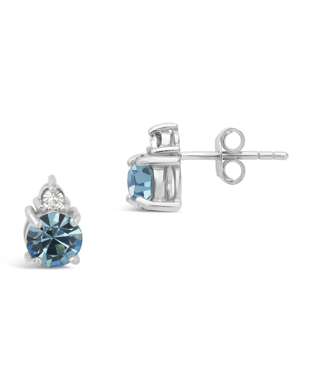 Sterling Silver Birthstone Studs Earring Sterling Forever Silver March / Aquamarine 