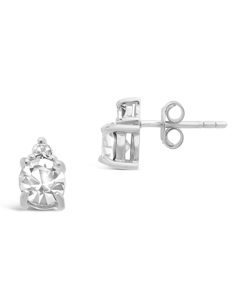 Sterling Silver Birthstone Studs Earring Sterling Forever Silver April / Diamond 
