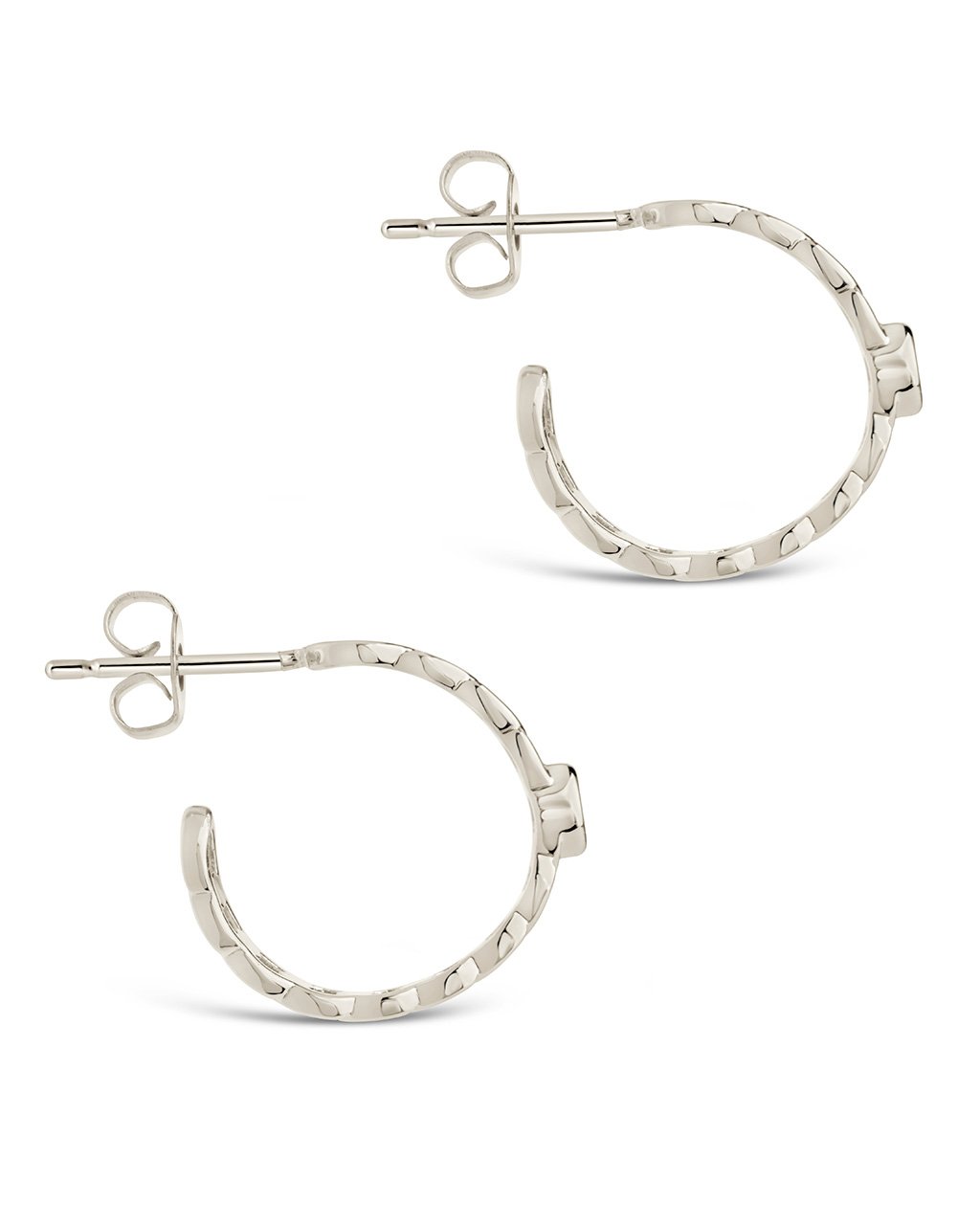 Sterling Silver Curb Chain Hoops with Bezel CZ Earring Sterling Forever 