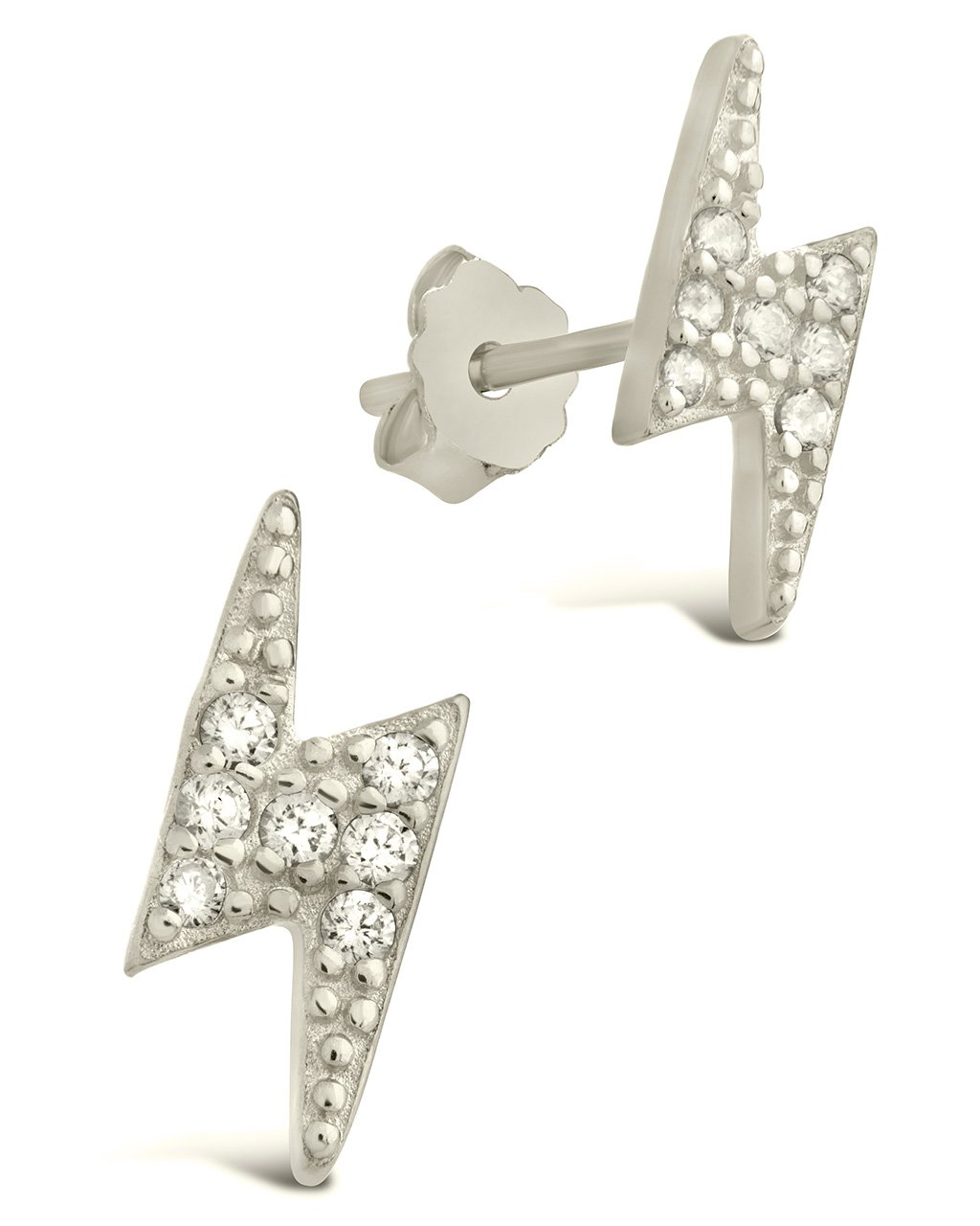 Sterling Silver CZ Lightning Bolt Studs Earring Sterling Forever Silver 