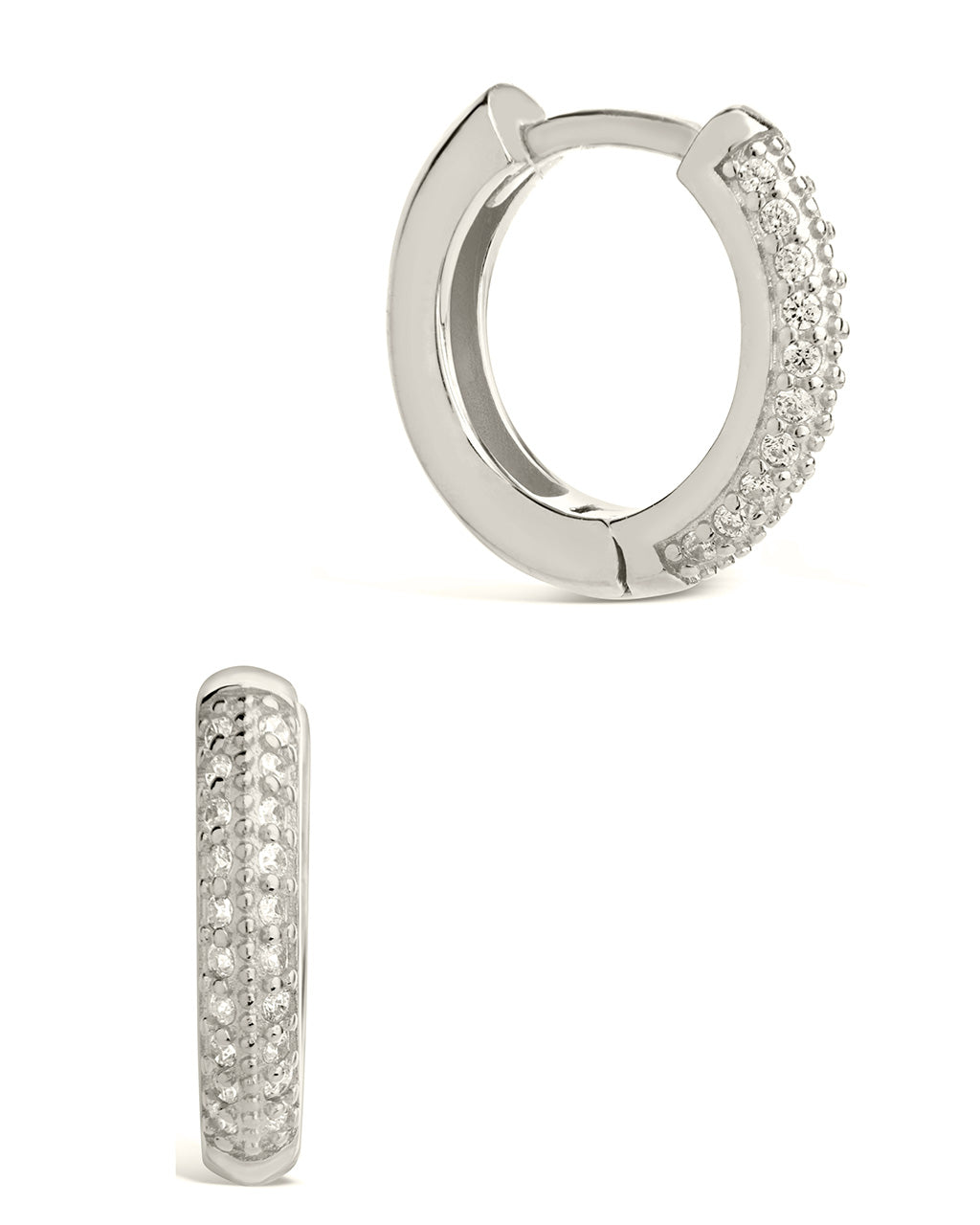 Sterling Silver Pave CZ Infinity Hoops Earring Sterling Forever Silver 