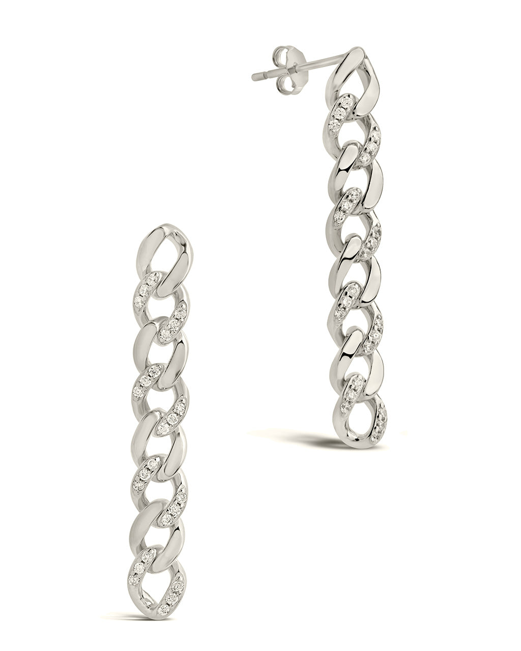 Sterling Silver CZ Chain Link Drop Earrings Earring Sterling Forever Silver 
