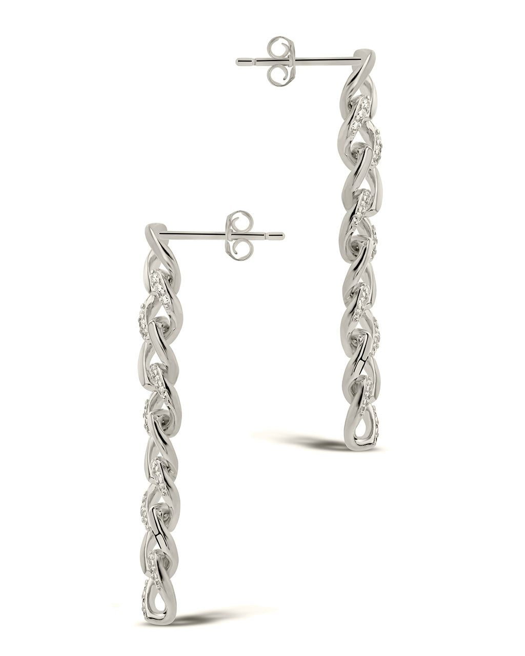 Sterling Silver CZ Chain Link Drop Earrings Earring Sterling Forever 
