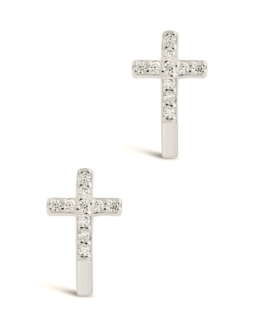 Sterling Silver CZ Cross Huggie Hoops Earring Sterling Forever 