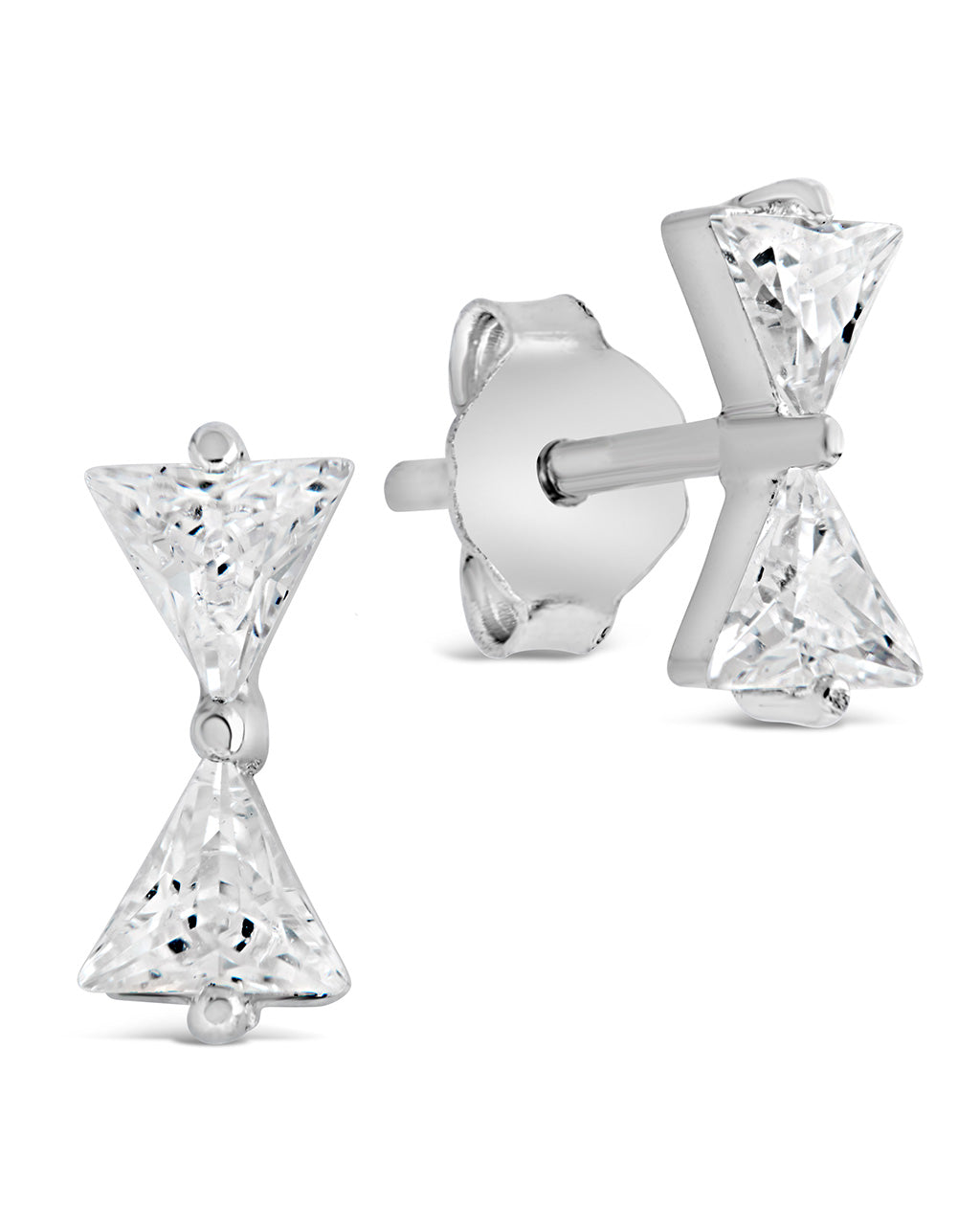Sterling Silver CZ Bowtie Studs Earring Sterling Forever Silver 