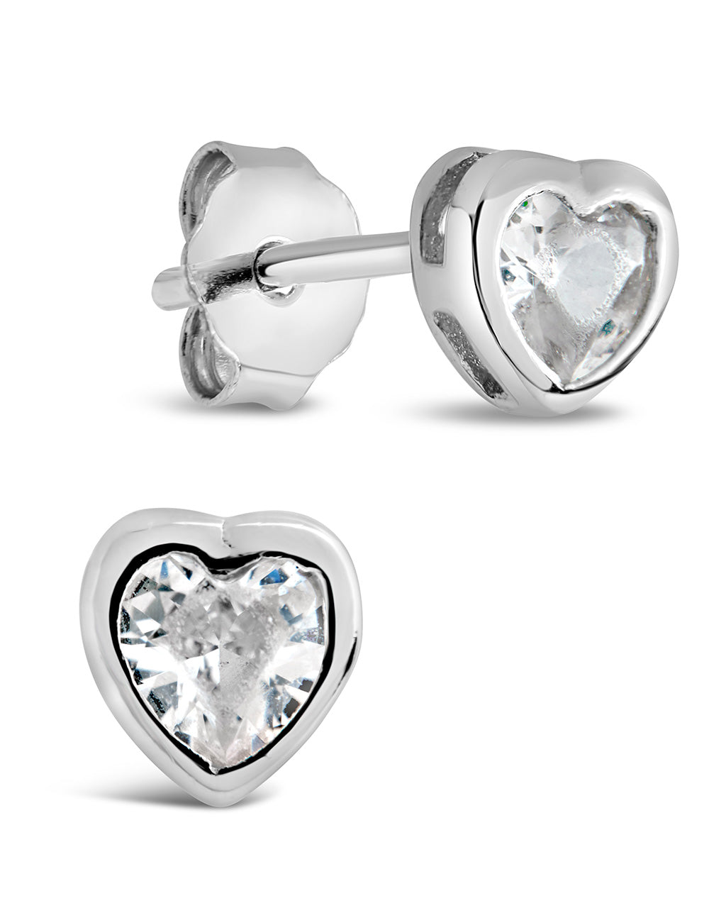 Sterling Silver 2mm Heart CZ Studs Earring Sterling Forever Silver 